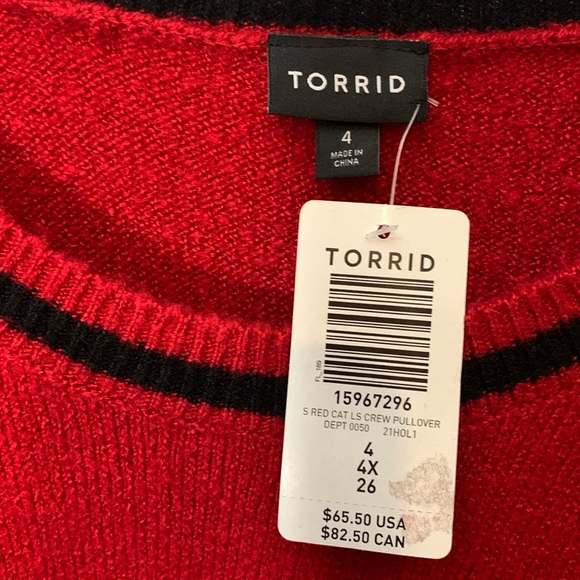 NWT Torrid Red Cat Christmas holiday sweater size 4 - Picture 2 of 7